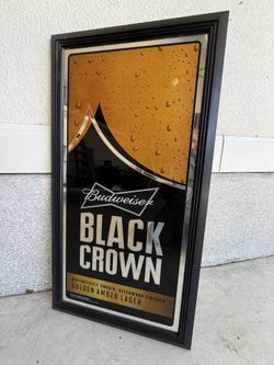 Budweiser Black Crown Beer Mirror Sign 30" x 16" Bud Bar Pub Mancave Decor 2013