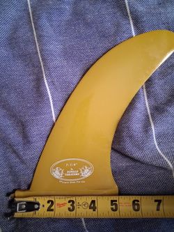 Yellow 7 1/4 Donald Takayama Single Fin by Fibre Glass Fin Co