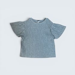 Zara Kids Black & White Gingham Ruffle Top, Size 5 (110), MSRP $32.90