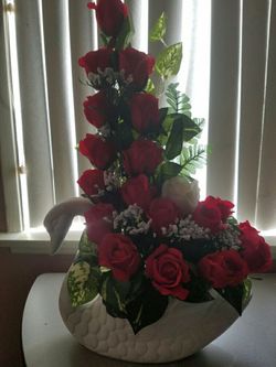 New artificial floral arrangement Swan vase