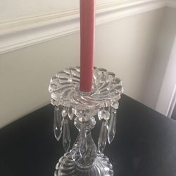 Glass Candle Holder With Crystals 