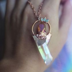 Aura Quartz & Ethiopian Opal Necklace