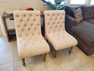 Beautiful Tufted Chairs & Real Live Edge Coffee Table