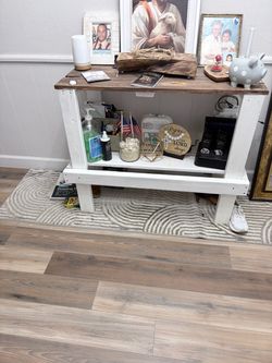 Rustic Farmhouse Console Table with Shelf