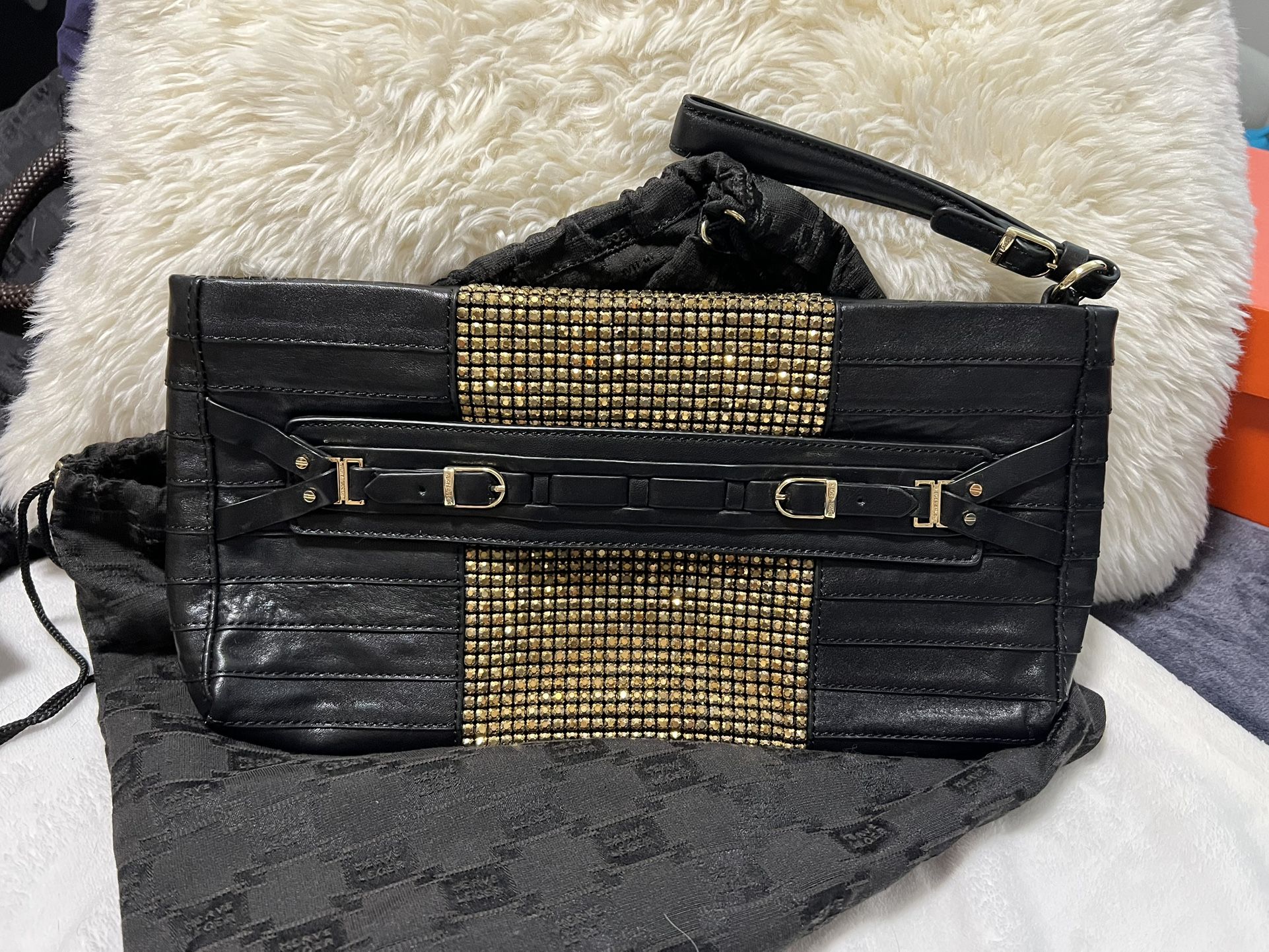 Herve Leger Black/gold Clutch