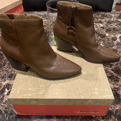American Rag Womens Eryn Leather Block Heel Booties