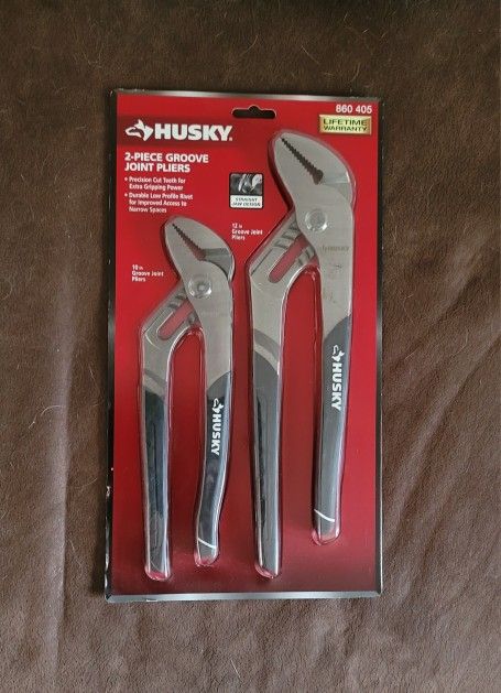 NEW HUSKY 2-PIECE GROOVE JOINT PLIERS 10"&12"