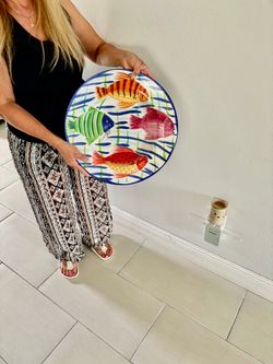 Large Ceramic Decorative Fish Plate