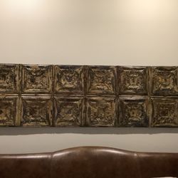 Vintage Ceiling Tile Art Hanging