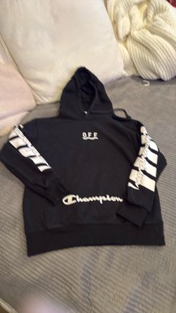 Champion Off-White collab black hoodie sweatshirt Large