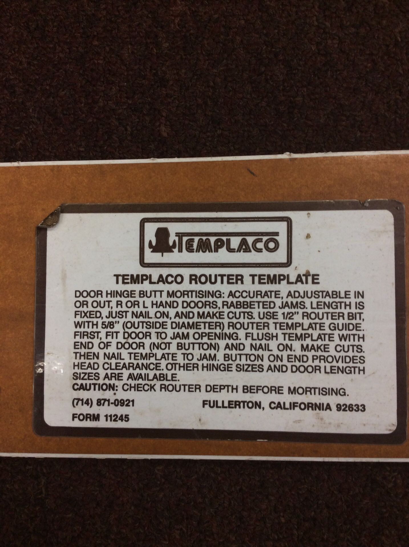 Templaco Router Template for Doors, 3 pieces for Sale in La Habra