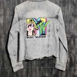MTV TELEVISION  DENIM JACKET YOUTH SIZE M 7/9  NEW 