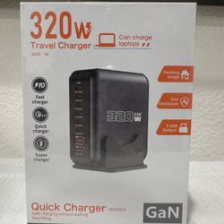 320W GaN3 USB C Charging Station 10 Port PD 140W Fast Charger Desktop