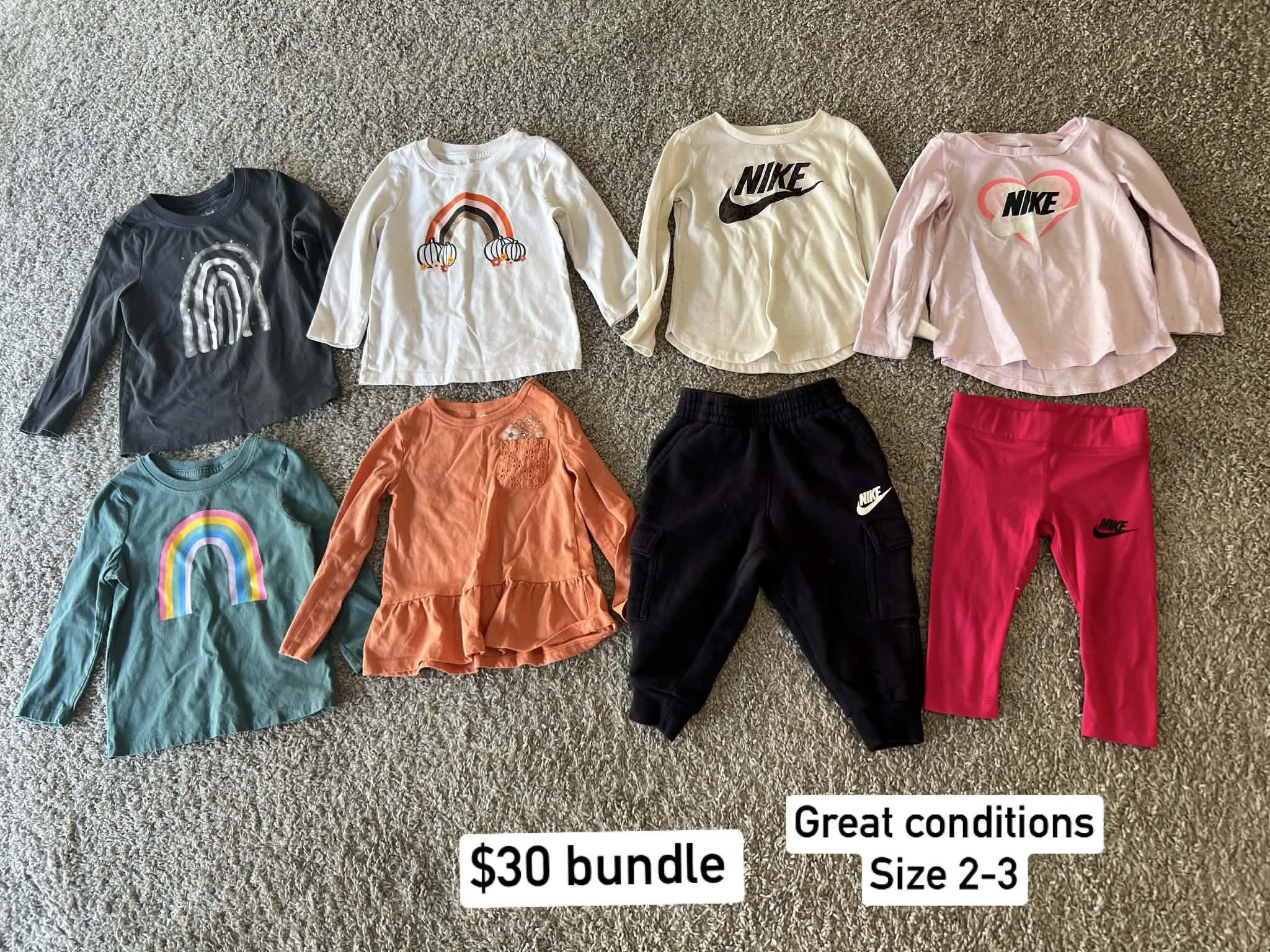 Nike Pants And Shirts Girl Size 2-3T Bundle $30