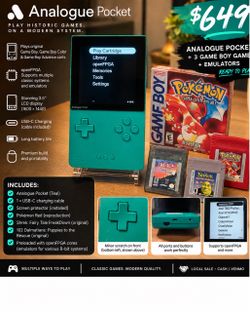Analogue Pocket Teal + 3 Game Boy Games + openFPGA Setup — $649