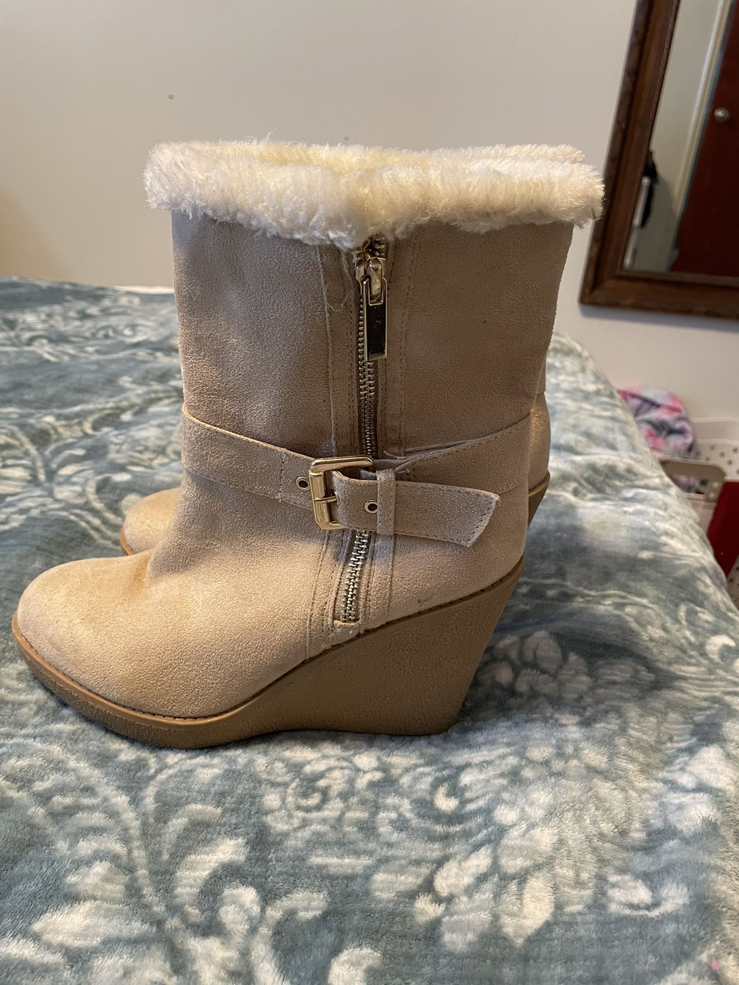 Almost Brand New Ran Wedge Fur Boots