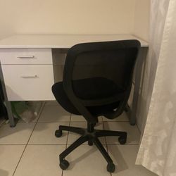 Must Sell By May 29th ! White Desk 47 L X  24 W..Chair Included.  With folder Hanging Brackets 