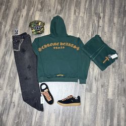 Chrome Hearts Hoodie, hat, and Jeans and Lanvin Sneakers Brand New with box