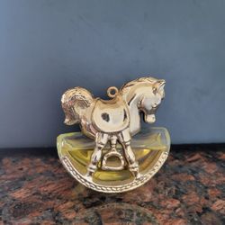 Vintage AVON Rocking Horse Tree Ornament 1979 w/Glass Bottle