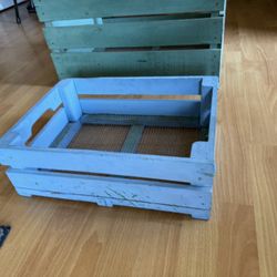 Small Blue Wooden Crate