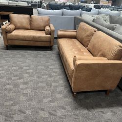 Modern Camel Sofa And Love Seat 