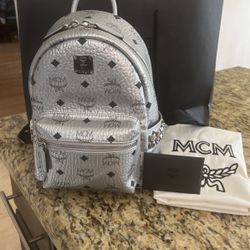 Mcm mini sale backpack silver