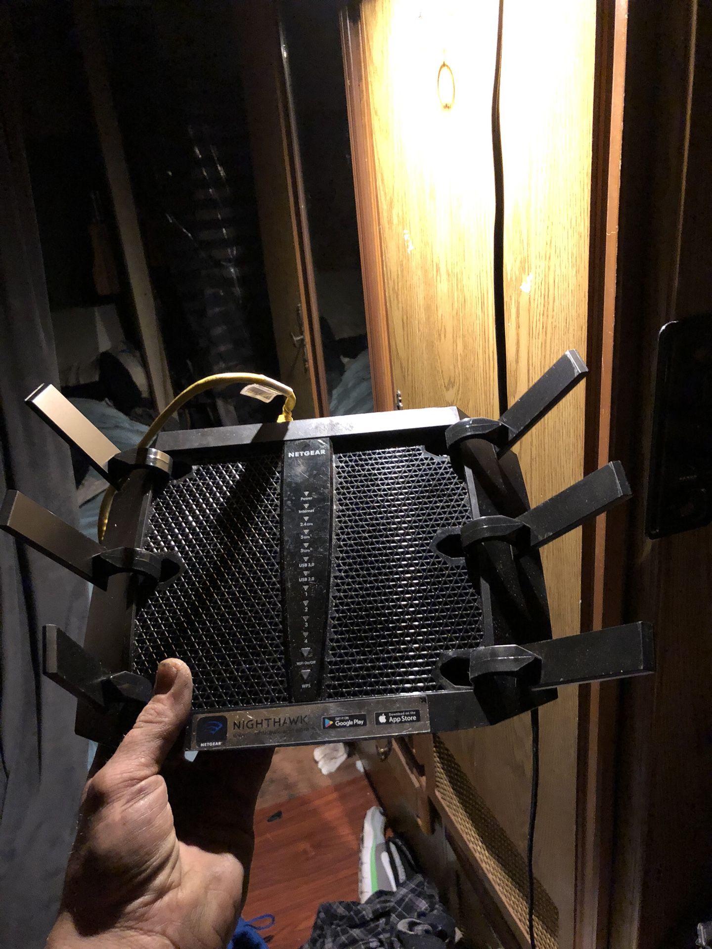 Nighthawk router. Never used. Been collecting dust ever since I bought.