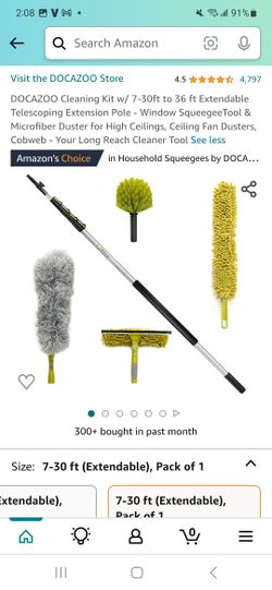 DOCAZOO Cleaning Kit w/ 7-30ft to 36 ft Extendable Telescoping Extension Pole