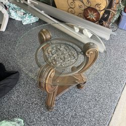 Wooden Glass End Table