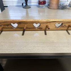 Vintage Wooden Heart Peg Shelf 
