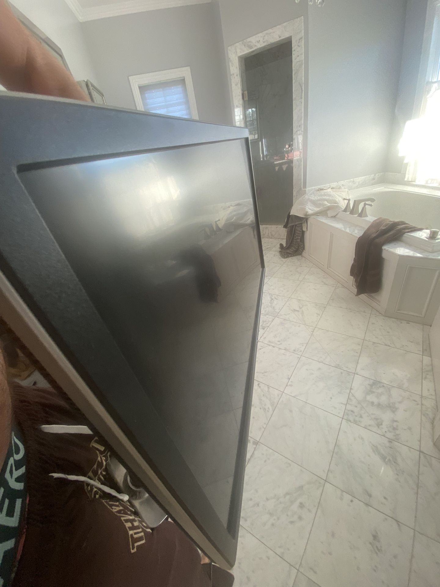 Dial 27 Inch Monitor With Adjustable Arm That Could Be Mounted To The Desk