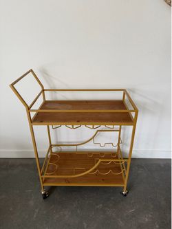Gold / Wood Bar Cart