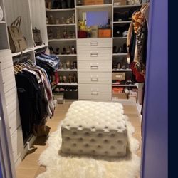 Modern Glam Button Tufted Velvet Ottoman