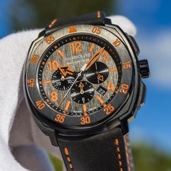 Jean Richard Aeroscope DLC Titanium Chronograph Automatic Swiss Watch B+P 44mm