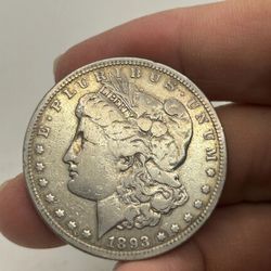 1893 CC MORGAN SILVER DOLLAR LOOKS FINE