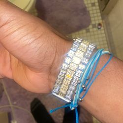 Men gold and silver diamond watch bling luxury