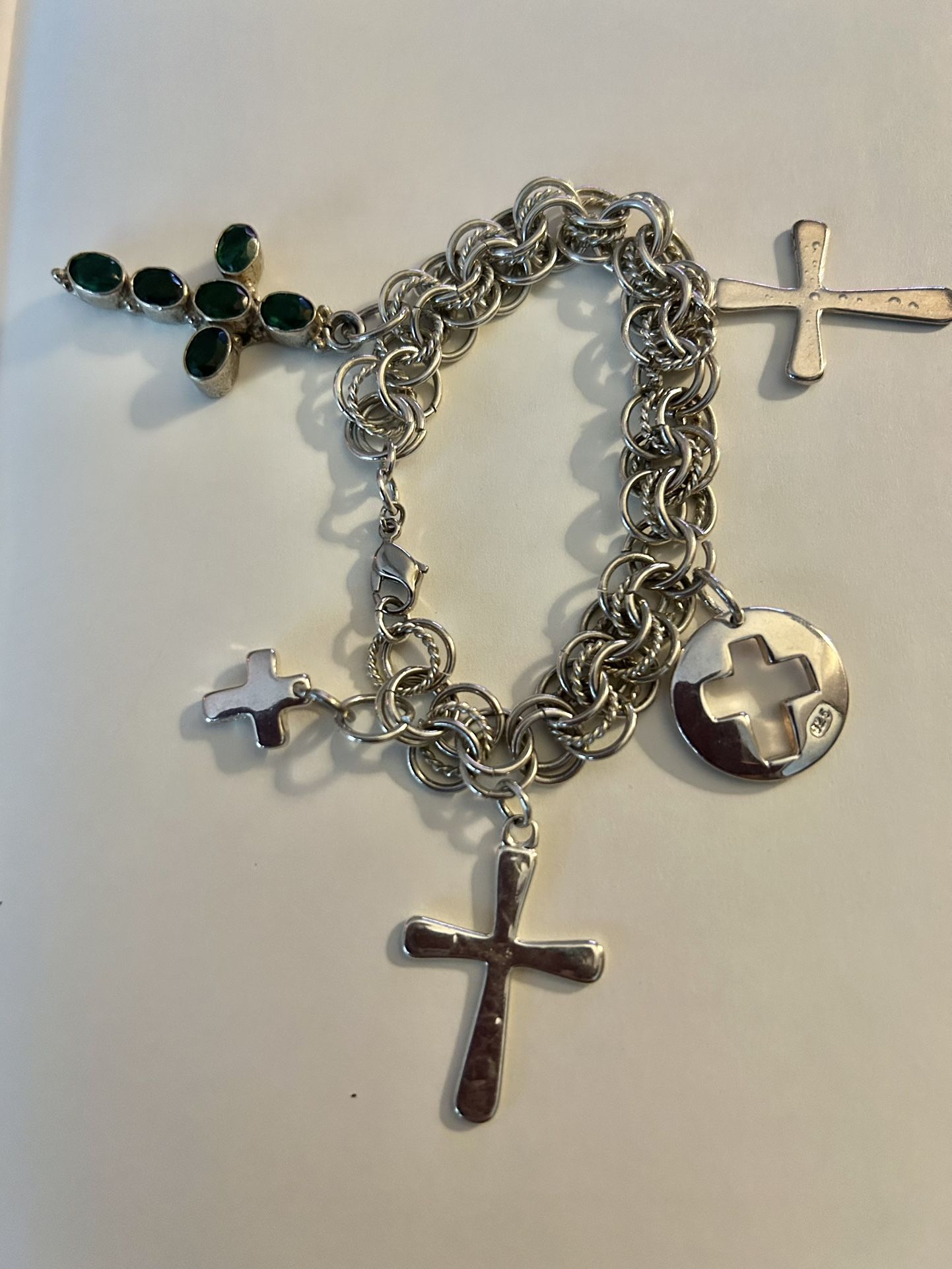 Solid Sterling Silver Cross Bracelet