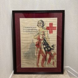 American Vintage Advertising Poster 'I Summon You to Comradeship in the Red Cross' by Harrison Fisher, 1918