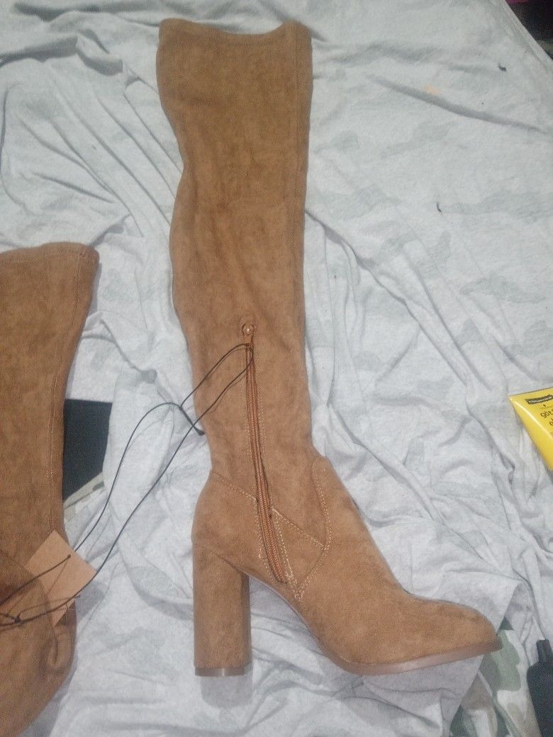 Size 7 Brown Suede Thigh High Boots