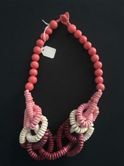Coral Pink Beaded Statement Necklace