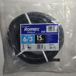 Southwire 15 ft. 6/3 Black Stranded Romex SIMpull CU NM-B W/G Wire