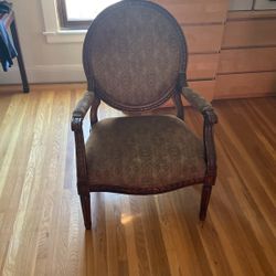 Formal Wood And Cloth Chair 