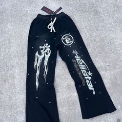 Black Hellstar Flame Flare Pants