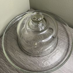 Timeless Clear Glass Cake Stand with Dome Short