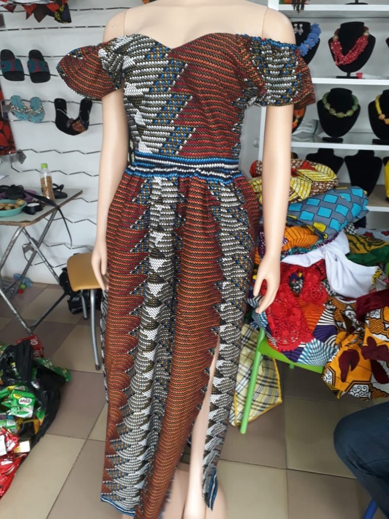 African print long waist gathers dress 10,All Products : American Fashion Style Bags On Sale
