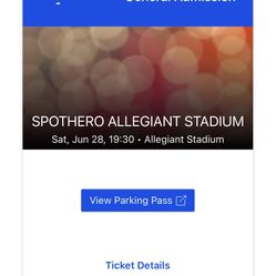 Parking Pass For Shakira Concert
