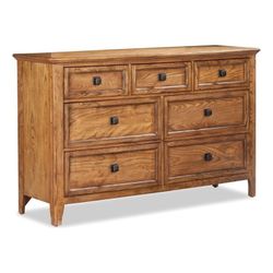 Bedroom 7-Drawer Wood Dresser in Ash + Side Tables