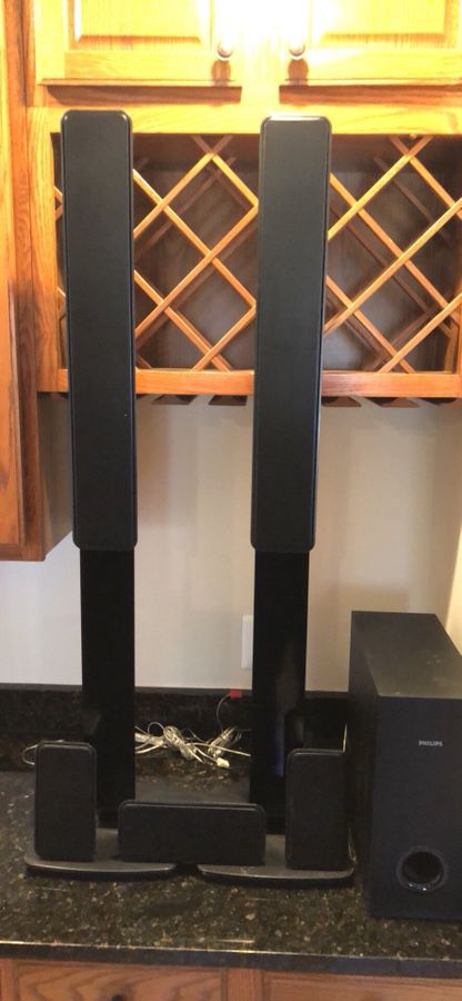 Phillips Speaker System - two towers, one center, two rear and one subwoofer