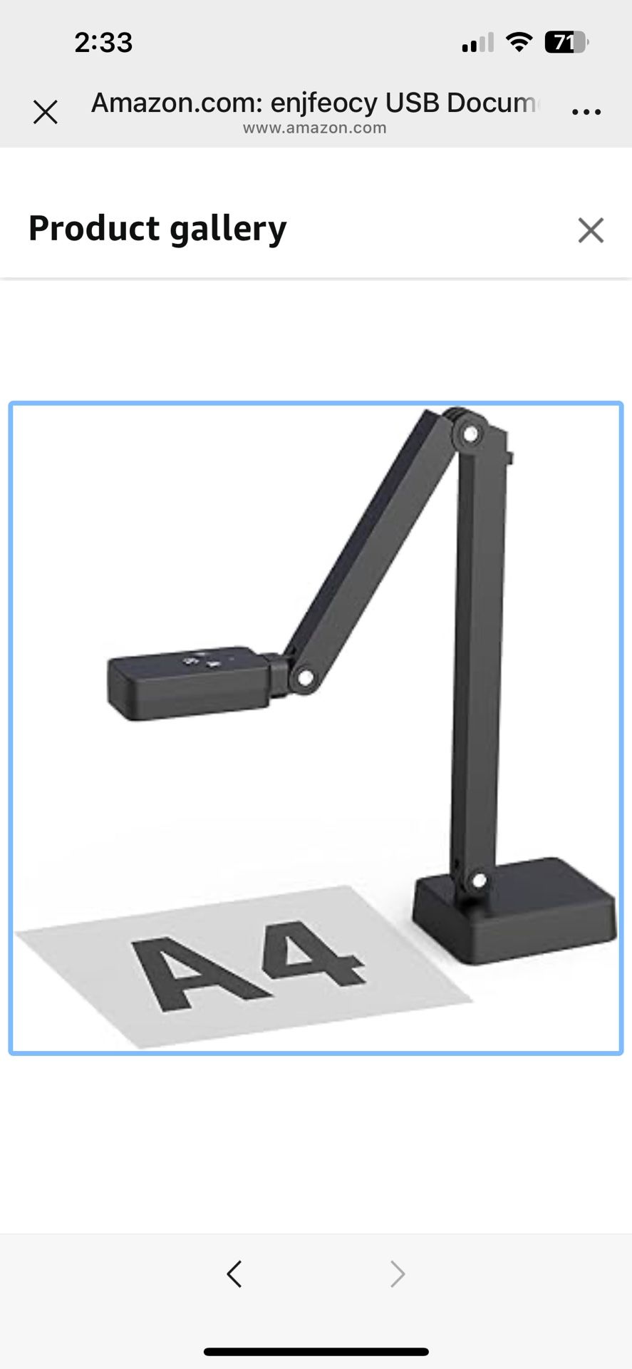 USB Document Camera, 8MP 2448P Doc Cam with Auto Focus, A3 Overhead Book Scanner, LED Light, Foldable Classroom Document Camera for Teachers, Zoom, Ma