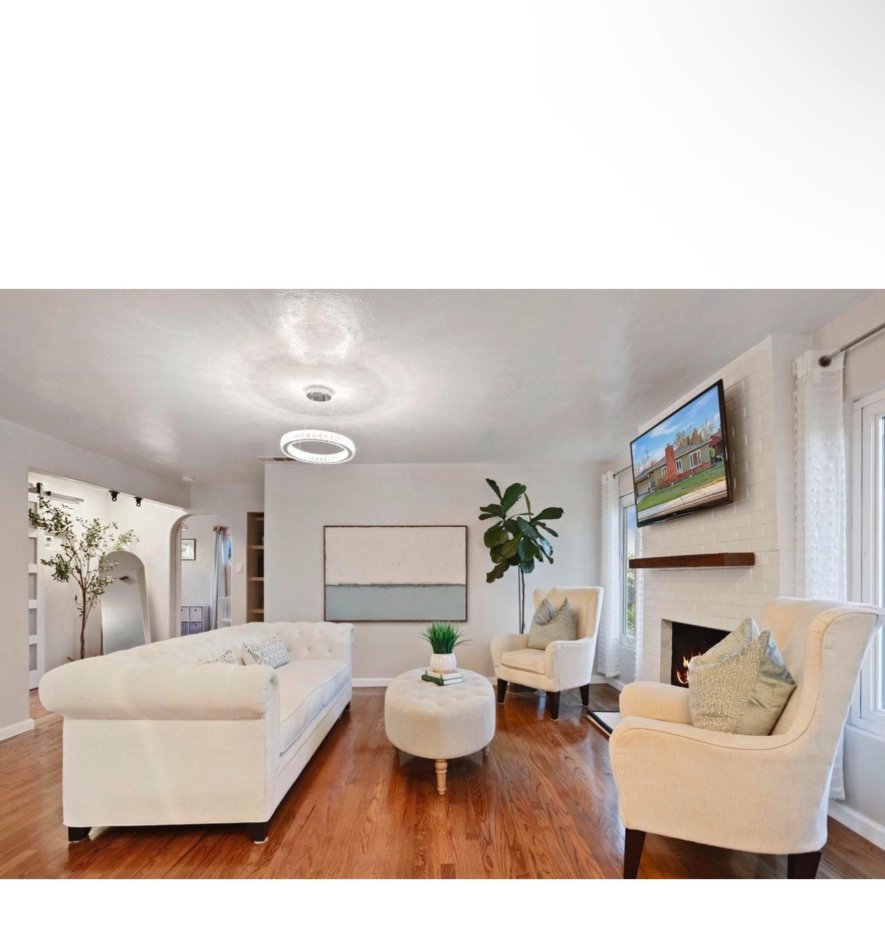 White Tuft Sofa And 2 Accent Chairs